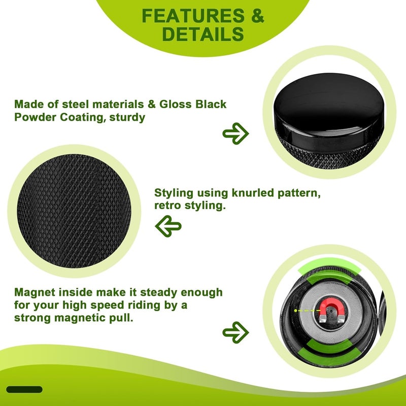 MoFun Rack Docking Point Hardware Kit 4 Point Covers Docking Magnet Caps Steel Compatible with Harley Touring Street Road Electra Glide Road King 1994-UP, Gloss Black - Image 3